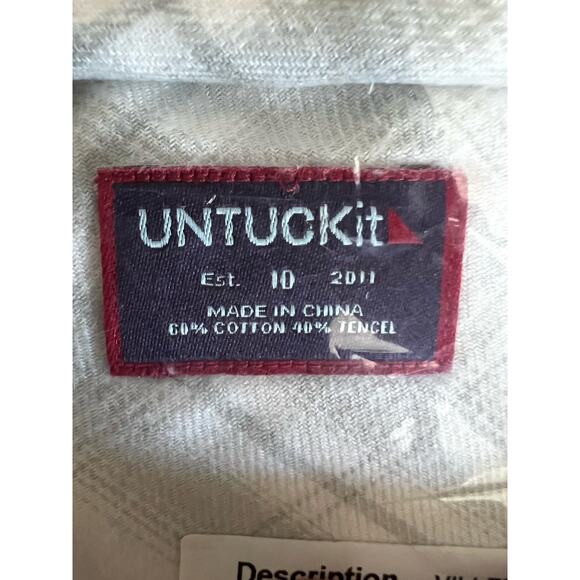 NWOT UNTUCKit Women's Villefranche Plaid Button Up Shirt Cap Sleeve Gray Size 10 - Picture 9 of 10